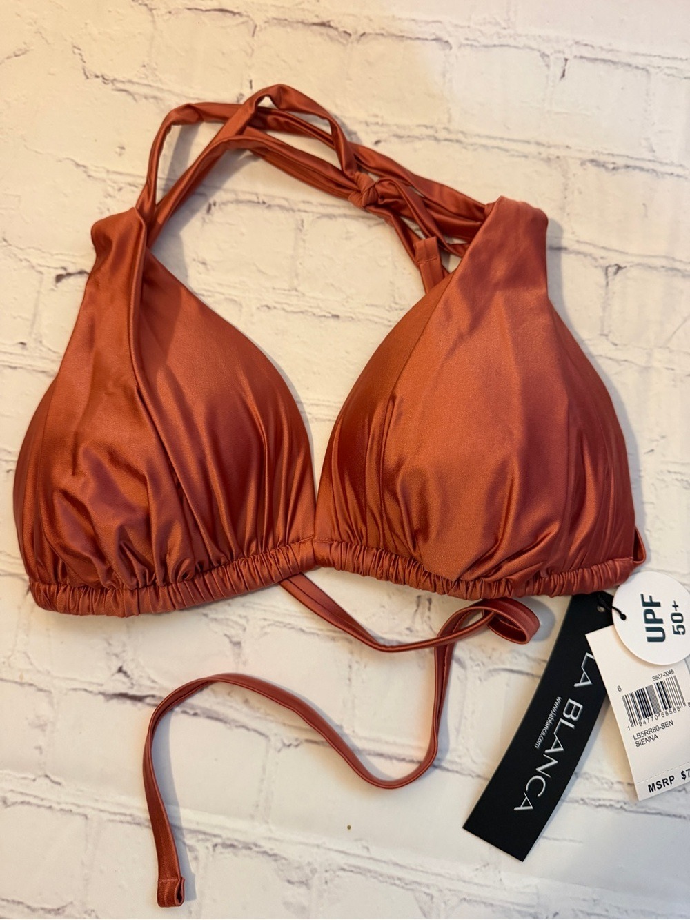 ✨ La Blanca Earth Goddess Halter Triangle Bikini Top - Sienna 6 NWT - Picture 3 of 5